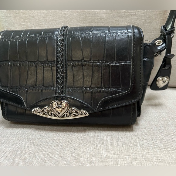 MC Marc Chantal Tooled Embossed Leather Crossbody Handbag Boho Bag. Black/silver - Picture 2 of 10